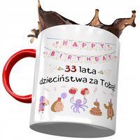 Kubek Czerwony Na Urodziny 33 33Cie 33-Cie Prezent Z Nadrukiem Ze Zdjęciem