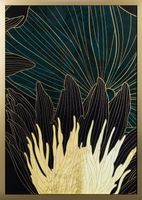 Obraz z nadrukiem liści i kwiatów w złotej ramie 53x73