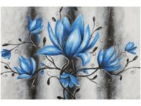 OBRAZ STALOWE MAGNOLIE KWIATY NIEBIESKIE