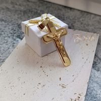 Złoty duży krzyż wisiorek Pozłacany 18K Orginalna Stal chirurgiczna Okazja