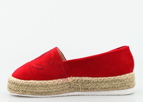 CZERWONE ESPADRYLE PLATFORMY MODNE ZAMSZ LOGO 41 na Arena.pl