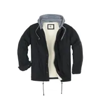 Męska kurtka flanelowa z materiału Sherpa L Czarna