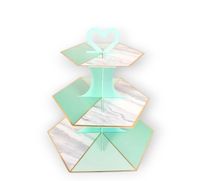 Patera na babeczki ciasto zielona miętowa ze wzorem marmuru 3-piętrowa