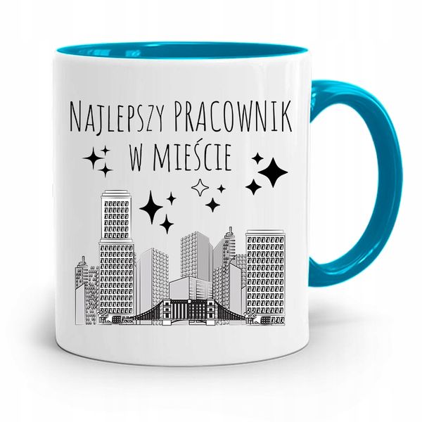 Pracownika Kubek Błękitny Najlepszy Pracownik Z Nadrukiem Ze Zdjęciem zdjęcie 1