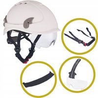 KASK OCHRONNY HEŁM WENTYLOWANY Z OKULARAMI BIAŁY KASK BUDOWLANY BHP LEKKI