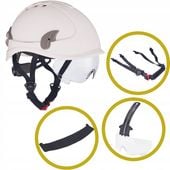 KASK OCHRONNY HEŁM WENTYLOWANY Z OKULARAMI BIAŁY KASK BUDOWLANY BHP LEKKI