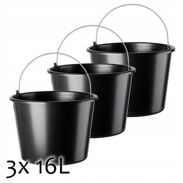 WIADRO PLASTIKOWE BUDOWLANE GOSPODARCZE 16L 3SZT zdjęcie 4