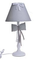 Lampa biała z kokardą abażur w kropki