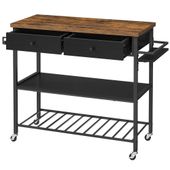 Wyspa do kuchni loft regał rustykalny brąz stal czarna 119 cm