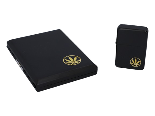Zestaw Prezentowy Zapalniczka i Papierośnica Czarna z Listkiem Gentelo na Arena.pl