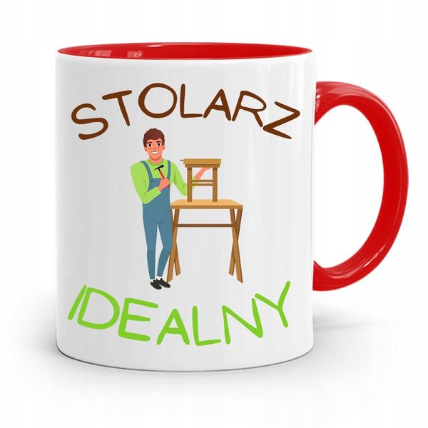Kubek Czerwony Dla Stolarza Stolarz Idealny Z Nadrukiem Ze Zdjęciem zdjęcie 1