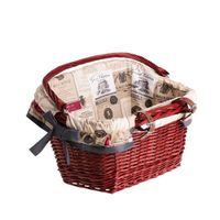 Kosz rowerowy bordo z obszyciem i skórzanymi paskami 46x34 H23/28 cm uniwersalny