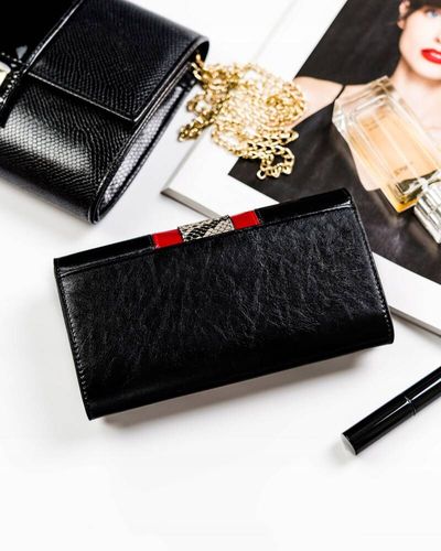 skórzany portfel damski z wężowym wzorem - peterson na Arena.pl