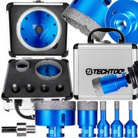 OTWORNICE DIAMENTOWE DO BETONU GRESU PŁYTEK KORONKI 6-68MM M14 5SZT WALIZKA