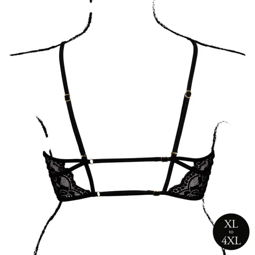 obsessive open cup triangle bra plus size czarny koronkowy xl-4xl na Arena.pl