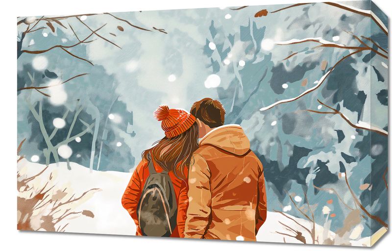 Obraz 60x40cm Razem w Śniegu zdjęcie 1