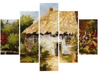 105CM 150CM OBRAZ 5 ELEM WIEJSKI DOMEK DRUK
