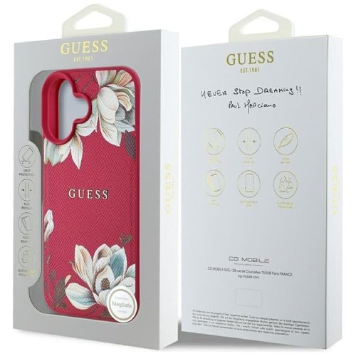 Etui Guess Grained Printed Flower Pattern MagSafe do iPhone 16 fuksja na Arena.pl