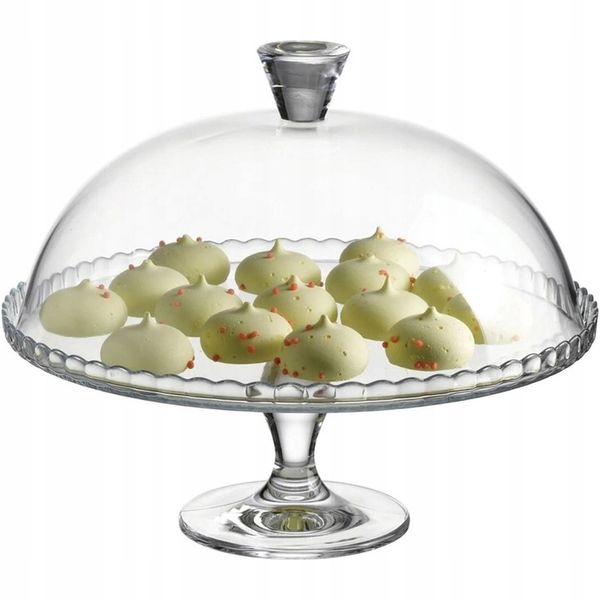 Szklana PATERA Z KLOSZEM na ciasto tort na nóżce 32cm PASABAHCE zdjęcie 6