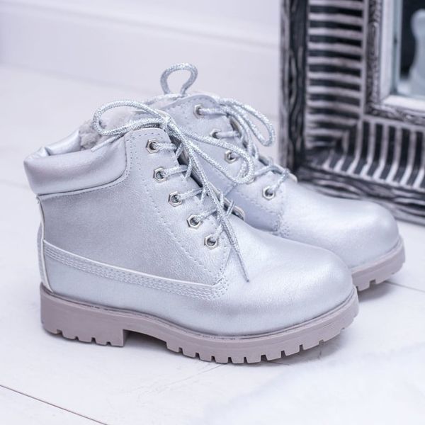 Dziecięce Ocieplane Srebrne Trapery Botki r.22 zdjęcie 7