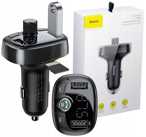 BASEUS TRANSMITER FM BLUETOOTH ŁADOWARKA SAMOCHODOWA MP3 2x USB SD/ TF 3.4A na Arena.pl