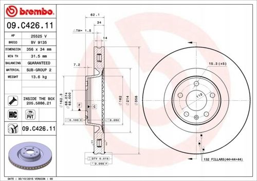 TARCZA HAM PRZOD 356X34 V BREMBO na Arena.pl