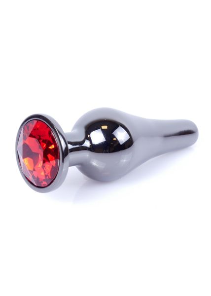 Plug-Jewellery Dark Silver Butt Plug- Red zdjęcie 7