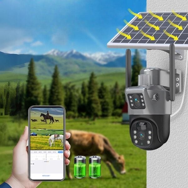 ZEWNĘTRZNA KAMERA SOLARNA 4K DWA OBIEKTYWY 4G KARTA SIM 8MP APLIKACJA zdjęcie 2
