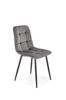 K526 KRZESŁO SZARE, NOGI CZARNE, TAPICEROWANE PIKOWANE VELVET WELUR