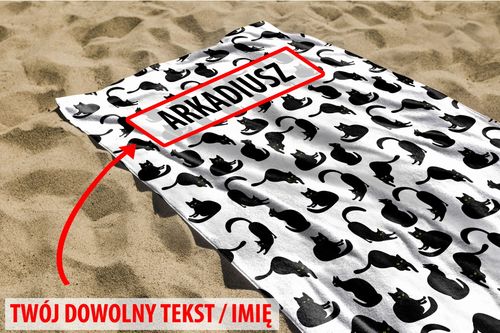 RĘCZNIK Koty z twoim dowolnym tekstem 130x70cm 033E na Arena.pl