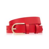 pasek damski skórzany czerwony 100 cm ze złotą klamrą