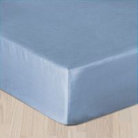 Prześcieradło satyna bawełniana z gumką niebieski 009/180x200