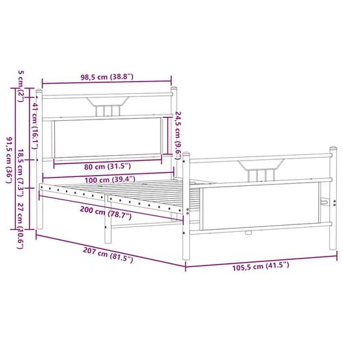 Łóżko bez materaca, brązowy dąb, 100x200 cm na Arena.pl