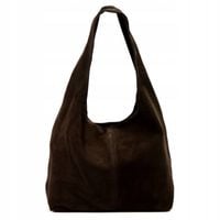 Laura Biaggi torebka shopper skóra naturalna zamszowa brązowy na ramię