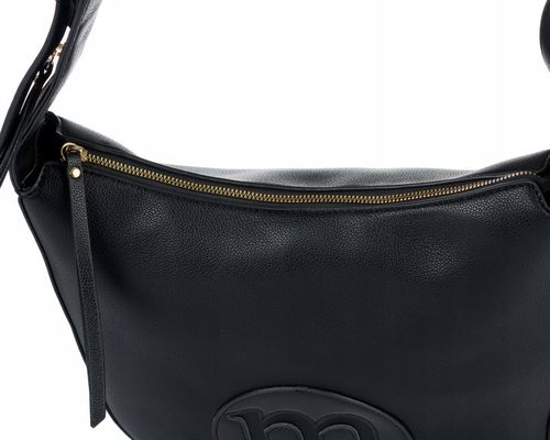 Torebka DUŻA Listonoszka MONNARI CZARNA LOGO Pojemna Praktyczna do pracy na Arena.pl