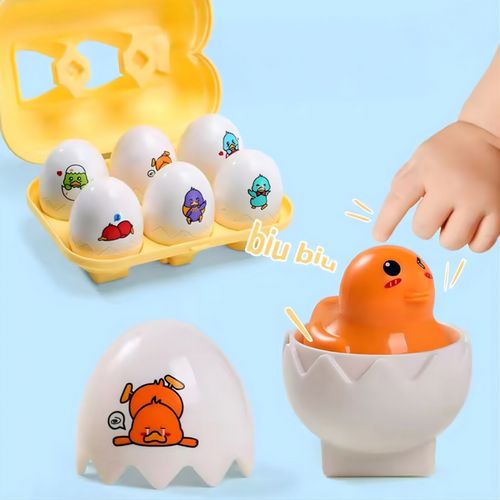 WOOPIE Układanka Sorter Montessori Dopasuj Kształty Zabawne Kurczaczki Jajka 6szt na Arena.pl