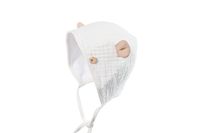 Jamiks APSEL bonetka muślinowa dla dzieci uszka ecru 38-40