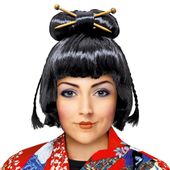 peruka japonka gejsza kimono samuraj kabuki