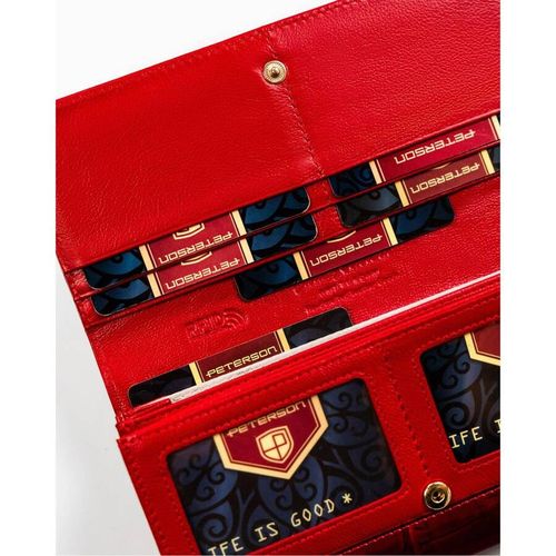 duży i pojemny czerwony portfel damski z systemem rfid - peterson na Arena.pl