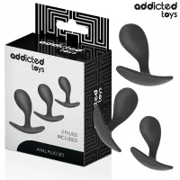 addicted toys zestaw 3 zatyczek analnych silikonowych - rożne rozmiary