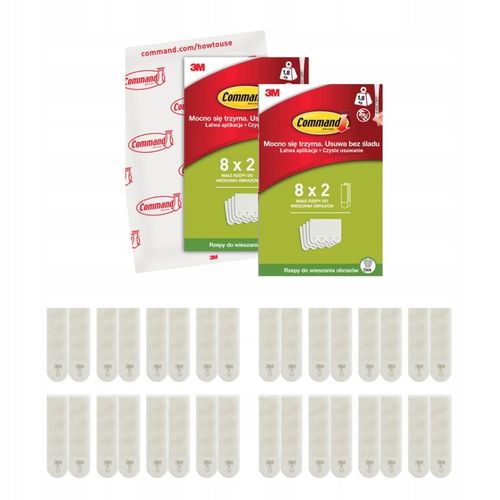 Command rzepy do wieszania obrazów bez wiercenia do 1,8 kg 32 szt. (16 na Arena.pl