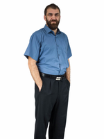 Koszula męska popielata-stalowa z krótkim rękawem 38/39 - S