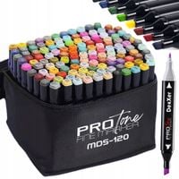 MARKERY FLAMASTRY PISAKI ALKOHOLOWE DWUSTRONNE PRO ZESTAW 120SZT + TORBA