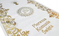 BIEŻNIK KOMUNIJNY ZŁOTY OBRUS NA STÓŁ KOMUNIA DEKORACJA INSPIRACJA