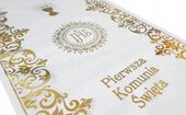BIEŻNIK KOMUNIJNY ZŁOTY OBRUS NA STÓŁ KOMUNIA DEKORACJA INSPIRACJA