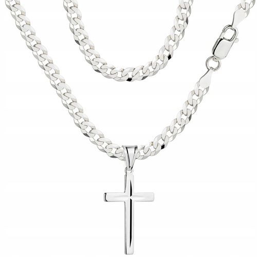 Łańcuszek Męski Srebrny Pancerka 3,80 mm z Krzyżykiem pr 925 Grawer Gratis na Arena.pl