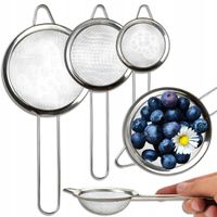 SITKO KUCHENNE SITKA ZESTAW CEDZAK DURSZLAK Z RĄCZKĄ STALOWE KOMPLET 3szt