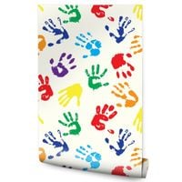 Tapeta Do Pokoju Dziecka KOLOROWE Odciski Dłoni