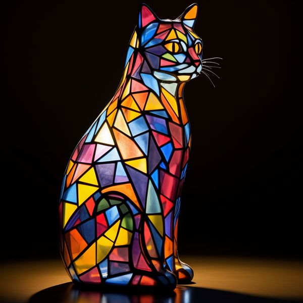 Plakat 20x20cm Koci Witraż zdjęcie 1