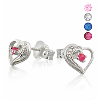 SREBRNE KOLCZYKI SERDUSZKA Z CYRKONIAMI NA SZTYFT PRÓBA SREBRA 925 DOSTĘPNE RÓŻNE KOLORY